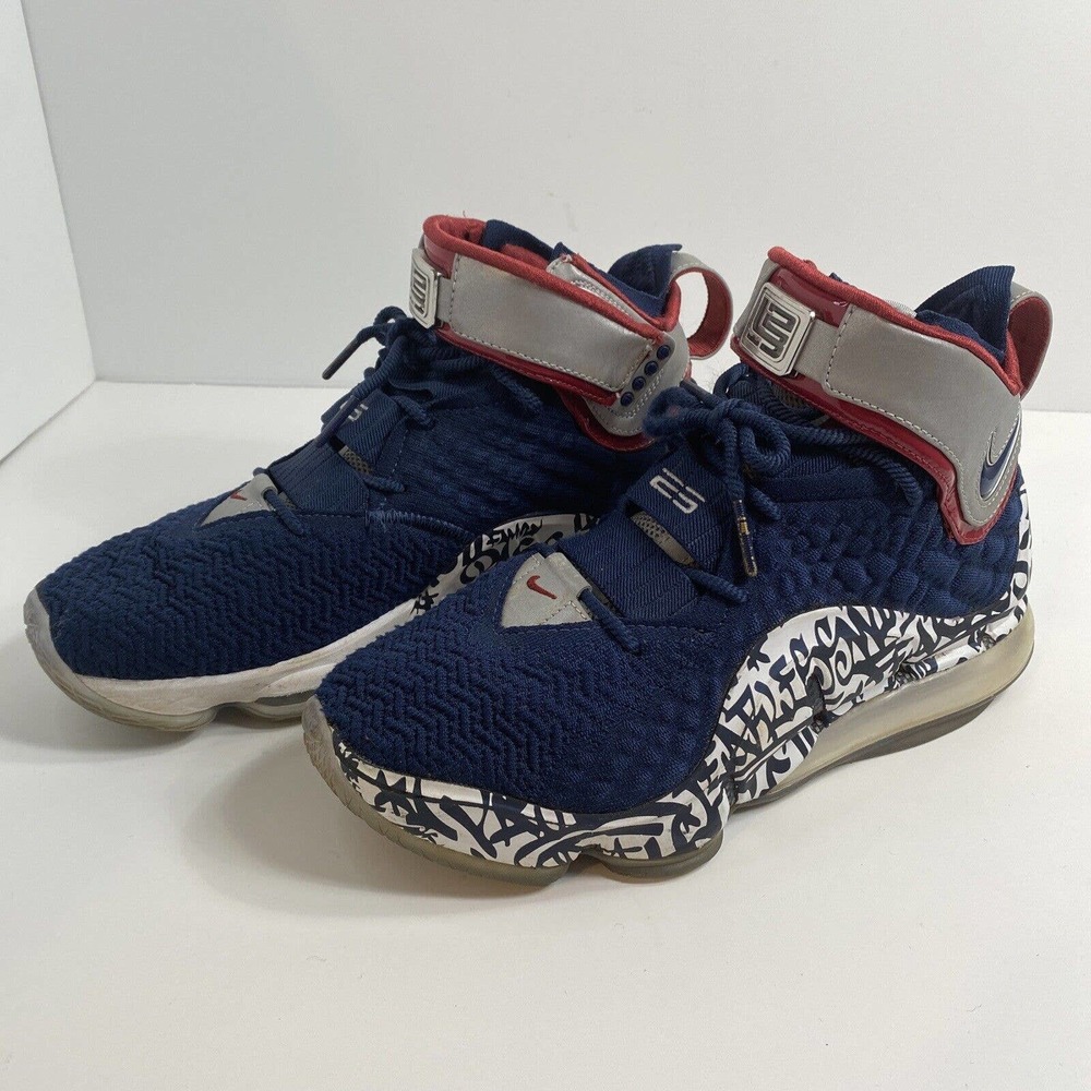 Nike LeBron 17 EP LeBron 4 Cold Blue Graffiti Basketball Shoes size 9
